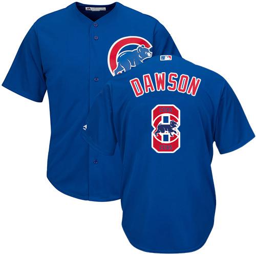 Cubs #8 Andre Dawson Blue Team Logo Fashion Stitched MLB Jersey